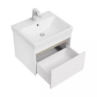 Тумба под раковину Акватон Марти 55см белый/дуб эндгрейн 1A263201MY010